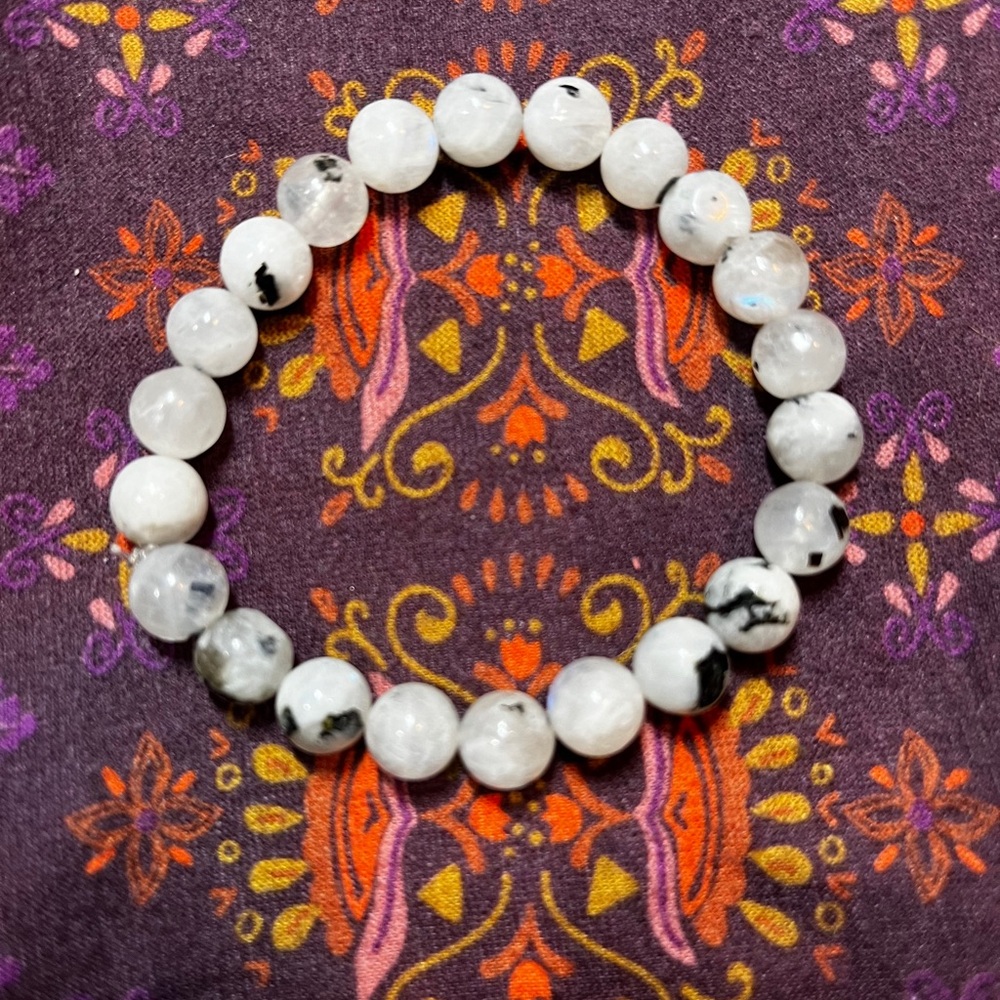 Rainbow Moonstone stretch bracelet 7 inches
